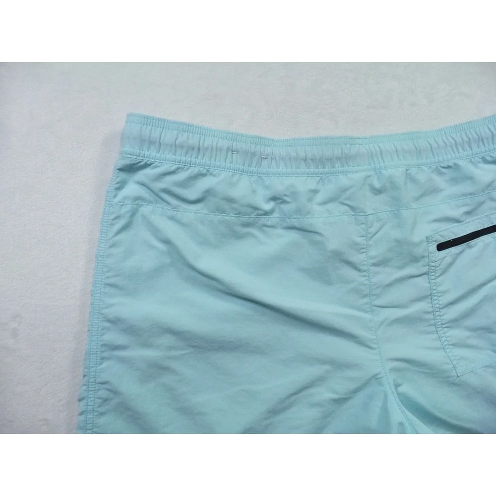 American Eagle Shorts Mens Large Blue Swim Trunks Zip Pockets Drawstring Stretch